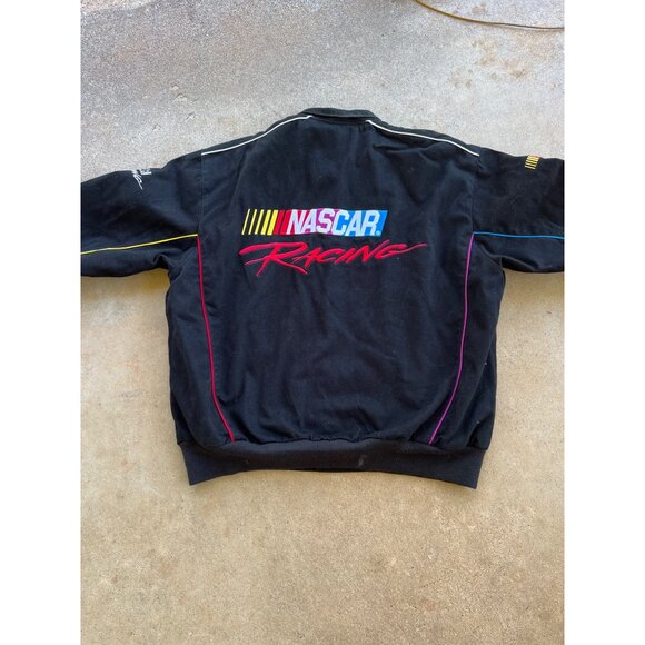 Vintage Nascar Racing Checkered Flag Sports Jacket 2XL Black D4 - Picture 6 of 6
